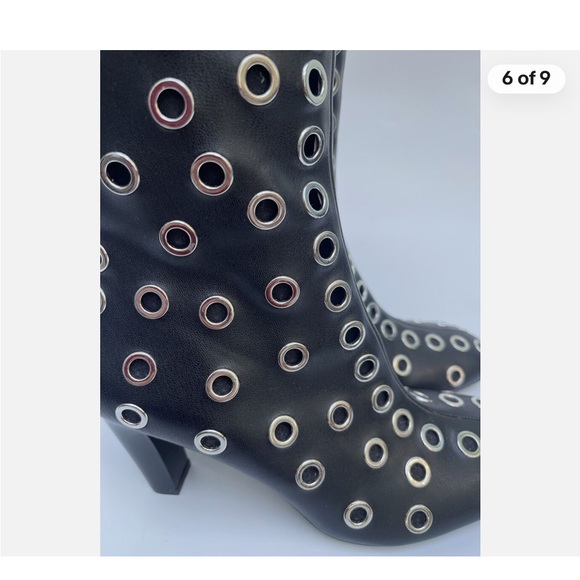 Zara Black Grommet-Embellished Boots-Size 10 - Picture 6 of 9